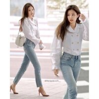 [SẴN M] Set áo sơmi tiểu thư trắng giống Jennie BLACKPINK