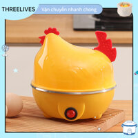 [SẴN] Máy Hấp Trứng Hấp Thức Ăn, Nồi hấp trứng điện, Máy hấp thực phẩm đa năng Hình Con Gà Luộc Nhanh Tự Động Tắt- Máy Ăn Sáng Mini THREELIVES