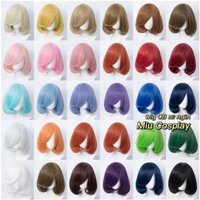 [Sẵn] Nhiều mẫu - Wig/tóc giả cơ bản nữ ngắn 35cm màu xanh/đỏ/tím/vàng/đen/trắng/nâu/cam/xám/hồng [Miu Cosplay 05]