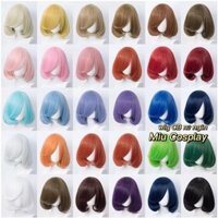 [Sẵn] Nhiều mẫu - Wig/tóc giả cơ bản nữ ngắn 35cm màu xanh/đỏ/tím/vàng/đen/trắng/nâu/cam/xám/hồng [Miu Cosplay 01]