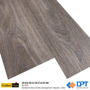 Sàn nhựa dán keo vân gỗ Golden DP205 2mm