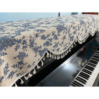 {⚡Sản phẩm có sẵn⚡} Khăn Phủ Đàn Piano Cơ Vải Canvas Hoa Xanh Cổ Điển- CVS03