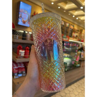 Sản phẩm Cốc uống nước họa tiết kim cương - Ly Starbucks kèm ông hút siêu đẹp