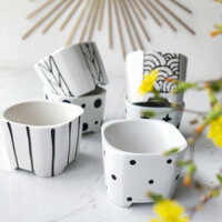 Sản phẩm còn hàng chậu đất nung chậu sứ trồng cây chậu hoa để bàn chậu gốmChậu hoa mọng nước phong cách châu Âu đơn giản, chấm đen trắng dễ thương, phong cách Bắc Âu tươi mới, cá tính, nghệ thuật gốm sứ phiên bản Hàn Quốc