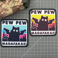 Sản phẩm còn hàng clothing embroidery stickers Arm stickers Clothing VelcroCuff VelcroPEW PEW Súng Kép Miếng Dán Dệt Mèo Đen Huy Hiệu Velcro Miếng Dán Cá Nhân Băng Tay Huy Hiệu Tinh Thần Nhãn Dán Ba Lô Ngoài Trời
