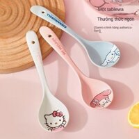 Sản phẩm còn hàng hellokitty ốp hellokitty Sanrio Uống Thìa Canh Lớn Muỗng Cháo Hộ Gia Đình Nhà Bếp Tay Cầm Dài Ăn Thìa Gốm Thìa Bộ Đồ Ăn