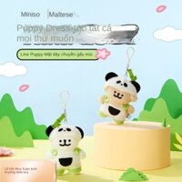 Sản phẩm còn hàng[Giảm giá hấp dẫn] MINISO Hình vẽ đường nét Chú chó giả làm gấu trúc Mặt dây chuyền vàng Móc khóa búp bê mini Trang trí tượng nhỏ