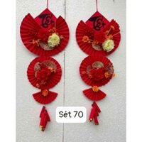 (sản phẩm đã gắn sẵn)sét quạt đôi trang trí,sét quạt dài trang trí chữ tết .tặng kèm đèn led