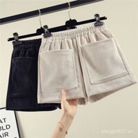 Sản phẩm mới [1801 lần mua lại] Quần short nhung cho phụ nữ, quần ống rộng cao cấp mới mùa thu, quần short boot rộng rãi phong cách Hàn Quốc đa năng