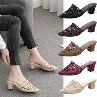 Sản phẩm mới [2437 yêu thích] Dép cao gót cho phụ nữ, giày mùa hè wedge, giày nhựa trong suốt, không trượt, mũi nhọn, gót dày, dép nhựa kín mũi