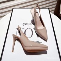 Sản phẩm mới [3729 yêu thích] Dép cao gót 11CM không gót mũi nhọn cho phụ nữ, phong cách mùa hè mới, khóa một bên, giày cao gót nền chống nước, gót mỏng 5D4L