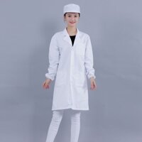 Sản phẩm mới | Áo khoác trắng in họa tiết cho đầu bếp, dài trên đầu gối, đồng phục y tá, cổ tay co giãn, áo khoác phòng thí nghiệm hóa học tay dài&&-*