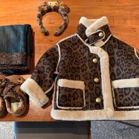 [Sản phẩm mới bán chạy] Áo khoác dài tay bé gái mùa thu có túi quần áo trẻ em Hàn Quốc bé gái mùa đông lông da liền da báo Áo khoác nữ phong cách phương Tây thời trang cộng với áo khoác nhung dày Thời trang quần áo trẻ em Hàn Quốc