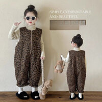 [Sản phẩm mới bán chạy] Quần áo thu đông cho bé gái cộng với áo liền quần họa tiết da báo thời trang thu đông Hàn Quốc quần yếm trẻ em thời trang Jumpsuit quần dày Hàn Quốc 5