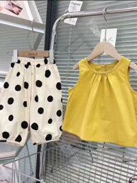 {Sản phẩm mới} Bộ đồ bé gái Áo Vest mùa hè Bộ đồ hai mảnh thông thường (9-40KG)
