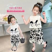{Sản phẩm mới} Bộ đồ mùa hè cho bé gái Bộ đồ quần ngắn tay thông thường mới (9-40kg)