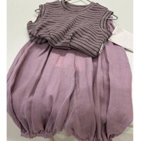 [Sản phẩm Mới] Bộ đồ mùa hè cho bé gái, áo vest giản dị, mát mẻ và thoải mái, Bộ đồ bé gái Hàn Quốc, phong cách mùa hè, quần chống muỗi màu trơn kiểu Tây, quần bó chân, áo vest sọc hai mảnh