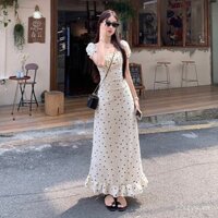 [Sản phẩm mới bùng nổ] Đầm chấm bi tay áo nhỏ kiểu Pháp nghỉ giải lao, váy dài chữ a thắt eo cao cấp khí chất mới 2024 mùa hè cho nữ