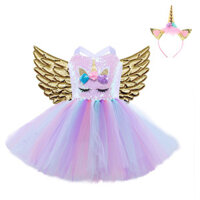 Sản phẩm mới * Châu Âu Mỹ Trẻ Em Váy tutu Bé Gái Kỳ Lân Đầm Công Chúa Cầu Vồng Gạc Pettiskirt Đảng Biểu Diễn Đầm 3.17 QQ