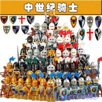 Sản phẩm mới Đồ chơi tương thích Dòng lâu đài Hiệp sĩ Thời Trung Cổ Thập tự Quân vàng Người lính khối gỗ Đồ chơi trẻ em Y23B