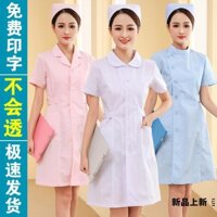 Sản phẩm mới | Đồng phục y tá tay dài cho phụ nữ mùa đông, dày, vừa vặn, áo khoác trắng, cổ tròn màu hồng, tay ngắn, đồng phục làm việc dược phẩm