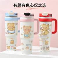 [Sản phẩm mới Giảm giá hấp dẫn] Gấu bơ Nam Nữ Ống hút Bình giữ nhiệt Big Mac Cup Dung tích lớn Cốc uống nước đôi Thể thao Làm việc ngoài trời Phong cách mới