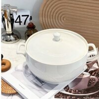 Sản Phẩm Mới Gốm Sứ Đơn Giản Dung Tích Lớn Bát Canh Gia Dụng Nắp Thủy Tinh Bát Canh Khách Sạn Có Nắp Bát Canh Dung Tích