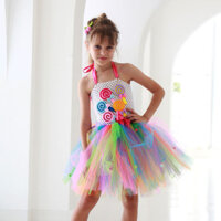 Sản phẩm mới * Hoạt Hình Kẹo Đầm Công Chúa Trẻ Em Ngọt Kẹo Lollipop Cầu Vồng Gạc Pettiskirt Bé Gái Tiệc Sinh Nhật 3.17 QQ