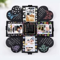 Sản phẩm mới * Hộp nổ bất ngờ hình vuông bốn bên diy Handmade Album ảnh sáng tạo Quà tặng ngày lễ tình nhân Album tổ chức 3.16 Lô hàng DFC