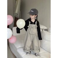 [Sản phẩm mới Hot sale] Zhenghan quần áo trẻ em bé gái phù hợp với áo dài tay bé gái phong cách Hàn Quốc Áo len có mũ trùm đầu phù hợp với mùa thu quần yếm siêu mềm và dễ thương túi cao cấp quần yếm màu 5