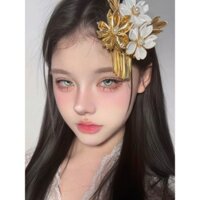 [Sản phẩm mới] Kẹp tóc tua rua hoa vàng cổ điển kiểu Trung Quốc mới, kẹp bên, phụ kiện tóc cho phụ nữ kimono hanfu, đồng phục ảnh [kimono]