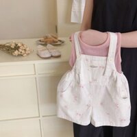 Sản phẩm mới mùa hè cho bé gái 1-3 tuổi: bộ áo ngắn tay màu hồng + quần đùi trắng, một món đồ không thể thiếu cho những đứa trẻ dễ thương