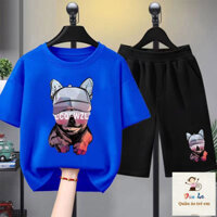 [Sản phẩm mới] Mùa hè Phong cách mới Quần áo mùa hè 3 đến 10 tuổi Quần áo trẻ em Áo thun bé trai Quần ngắn tay năm điểm Bộ đồ hai mảnh