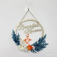 Sản phẩm mới mùa xuân hè hoa cẩm tú cầu trắng vòng hoa gỗ hoa cỏ mô phỏng cây xanh trang trí mặt dây chuyền trang trí cửa trước