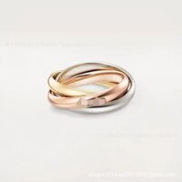 Sản Phẩm Mới Phiên Bản Cao Cấp Ba Màu Bóng Ba Vòng Mạ Nữ 18K Nhẫn Cặp Đôi Chéo Vàng Hồng
