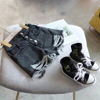 [Sản phẩm mới] Quần short Denim phong cách mới mùa hè cho bé gái mặc ngoài phù hợp với phong cách Hàn Quốc rách rách rách thời trang phong cách mỏng Quần legging trẻ em cỡ trung bình