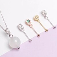 Sản phẩm mới S925 Bạc Ngọc Trai Mặt Dây Chuyền Khóa Đầu Phụ Kiện Chuyển Hạt Khóa Passepartout Hạt Tròn Qua Lỗ Khóa Đa Năng 3.12