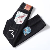 Sản phẩm mới Sifa 2025 mẫu mới Quần Jean Fushen may mắn thêu nhiều túi cỡ lớn ôm dáng ống đứng quần dài thời trang thu đông màu rắn