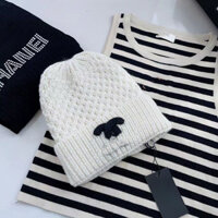 Sản Phẩm Mới Sự Kiện Phiên Bản Chính Xác Mũ Đôi C Nữ Mới Hepburn Chanel Phong Cách Ấm Áp Mũ Dệt Kim Thể Hiện Mặt Nhỏ Mùa Đông Thương Hiệu Lớn Len