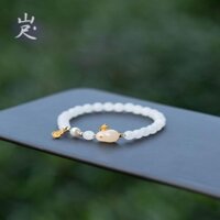 Sản phẩm mới Thước núi có sẵn|Thỏ May Mắn Tự Nhiên Hetian Ngọc Trai Trắng Thỏ Ngọc Trai Cao Cấp Vòng Tay Nữ Đính Hạt Ngọc Thỏ Vòng Tay Phong Cách Trung Hoa20250305