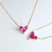 Sản phẩm mới Vòng cổ bạc s925 Nữ Tình yêu Ruby Nhỏ tươi Mặt dây chuyền dễ thương Phù hợp với phong cách Chuỗi xương đòn mạ vàng