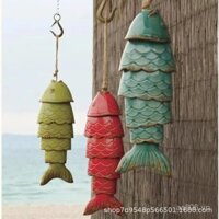 Sản phẩm mới xuyên biên giới Chuông gió cá Koi đầy màu sắc Chuông gió thủ công kim loại Trang trí treo mái nhà ngoài trời