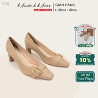 【sản phẩm sale】◆✲Giày cao gót nữ 7p nơ khóa đế vuông mũi thời trang công sở bAimée & bAmor - MS1703