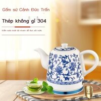 [SẴN-RẺ]  Cảnh Đức Trấn gốm ấm đun nước điện sứ ấm đun nước sứ màu xanh và trắng ấm trà hàng ngày k