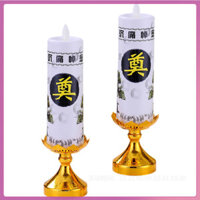[Sẵn sàng] 2 chiếc Đèn hiến tế Trung tâm Chân nến Vòng hoa Bật lửa Altar Đầu đốt giả LED điện Trung Quốc kejiyiping