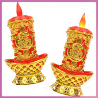 [Sẵn sàng] 2 chiếc Đèn nến trang trí Đèn Phật giáo hiện đại Điện tử hy sinh 18x8cm Nhựa kejiyiping