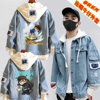 [Sẵn Sàng] 2023 Áo Khoác Bé Trai Thám Tử Lừng Danh Conan Quần Áo Học Sinh Áo Sơ Mi Denim Có Mũ Trùm Đầu Rộng Trẻ Em Thu Đông Áo Khoác Phong Cách Mới Quà Tặng Giáng Sinh Học Sinh