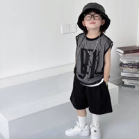 [Sẵn sàng] Bộ đồ Vest không tay cho bé trai Phong cách mới Mùa hè Trẻ em mặc đồ giả hai mảnh ngắn tay bé trai Quần Short thể thao đẹp trai
