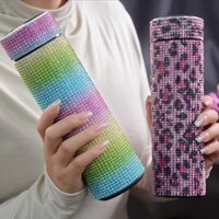 [Sẵn sàng] Cốc nước dát kim cương sang trọng Cốc giữ nhiệt thông minh Cốc trà bằng thép không gỉ 304 Cốc giữ nhiệt dát kim cương Hiển thị cốc nhiệt độ Le