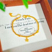 [Sẵn sàng] Gold Shop Vòng tay cùng phong cách Làm nổi bật Dấu chấm vàng Kim cương Búa Mẫu Vòng tay ngôi sao năm cánh Vòng tay hạt bàn tính Vòng tay sang trọng